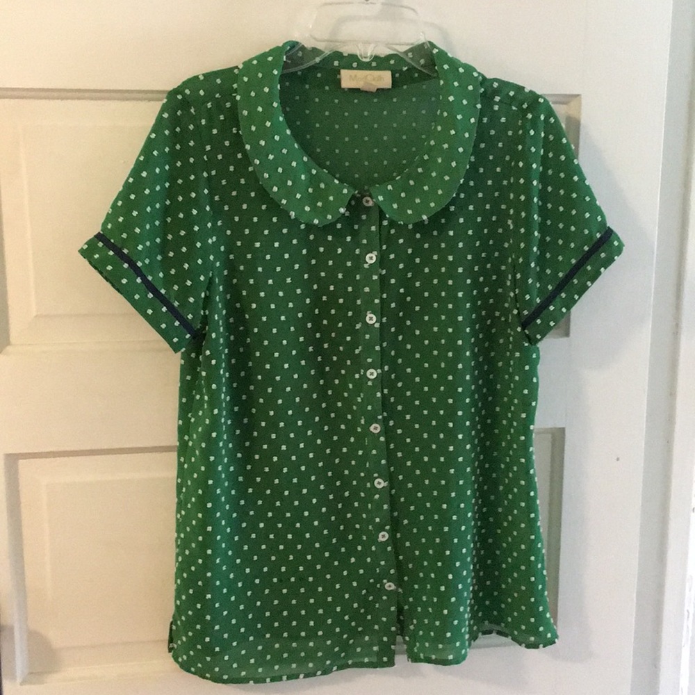 Modcloth Swiss dot Peter Pan collar shirt